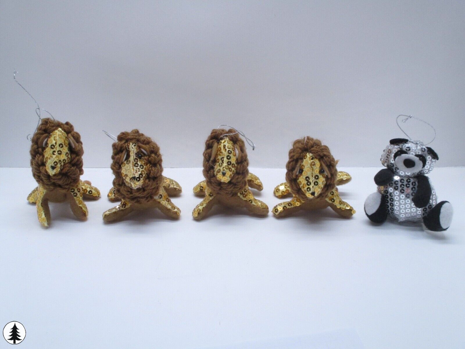 Target 2014 Set of 5 Glitter Animal Ornaments Lion Panda Bear Wildlife Christmas