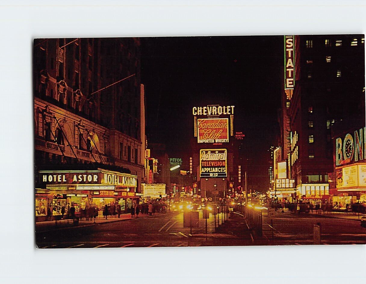 Postcard Night Time Times Square New York City New York USA