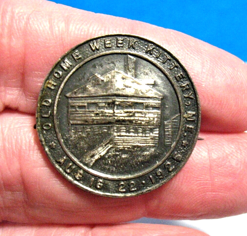 OLD HOME WEEK KITTERY MAINE SILVER SOUVENIR PIN METAL ARTS CO VINTAGE