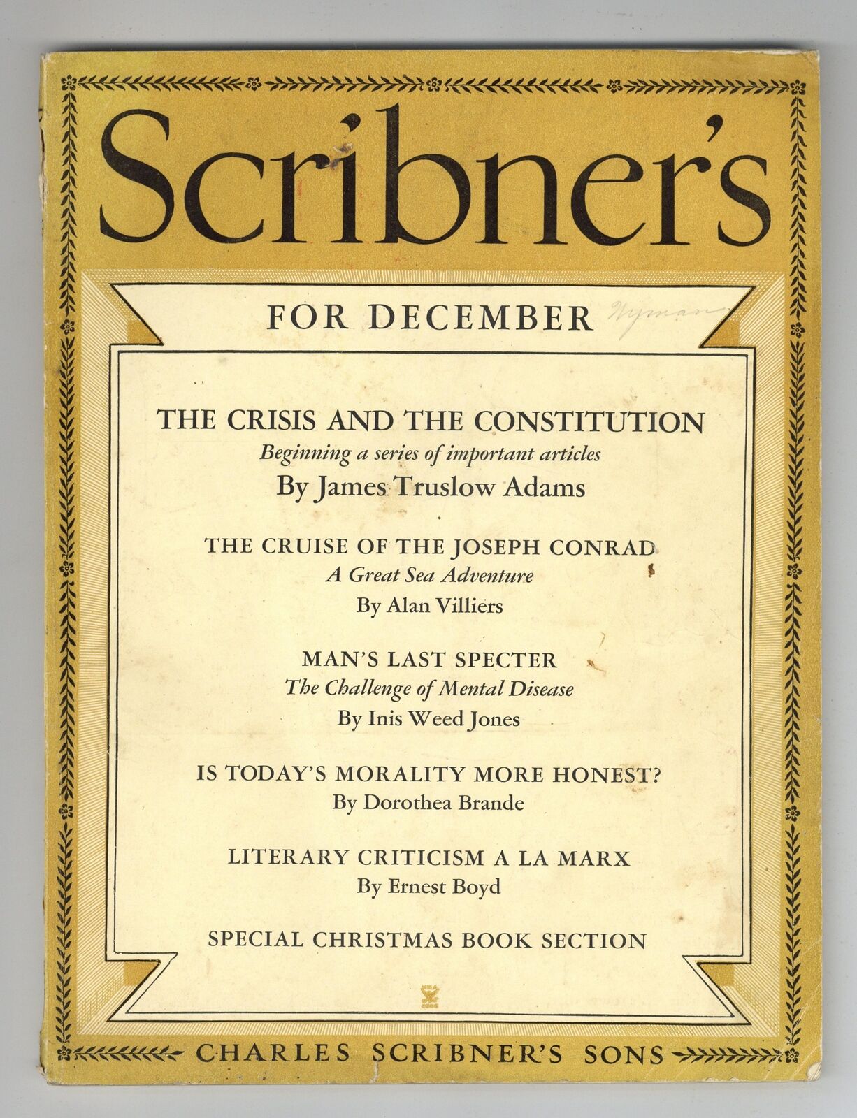 Scribner's Magazine Dec 1935 Vol. 98 #6 FR 1.0 Low Grade