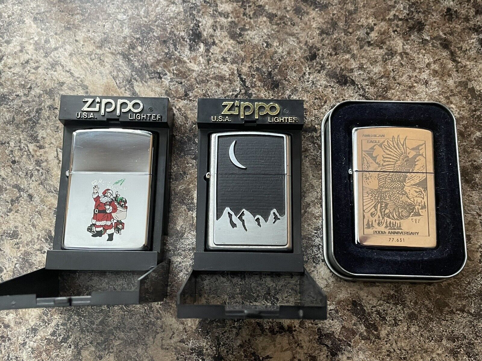 3 Vintage Zippo Lighter Advertising  & Box *UNFIRED*  Lot Of 3