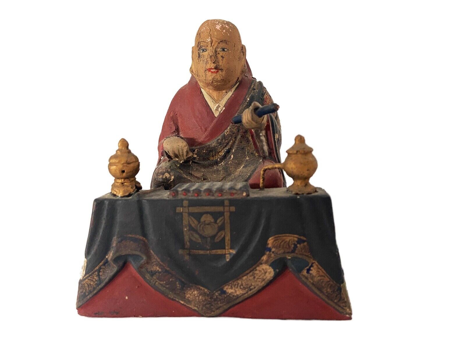 Antique Asian Chinese?Japanese? c 1800\'s wood seating figure of a monk