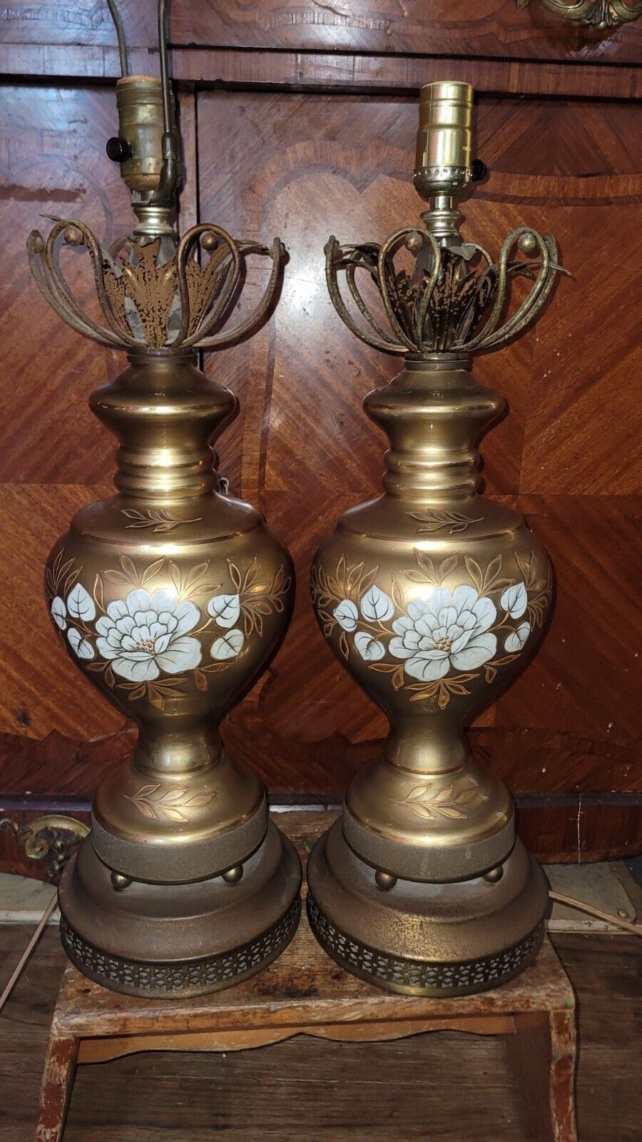 vintage mid century modern lamps pair