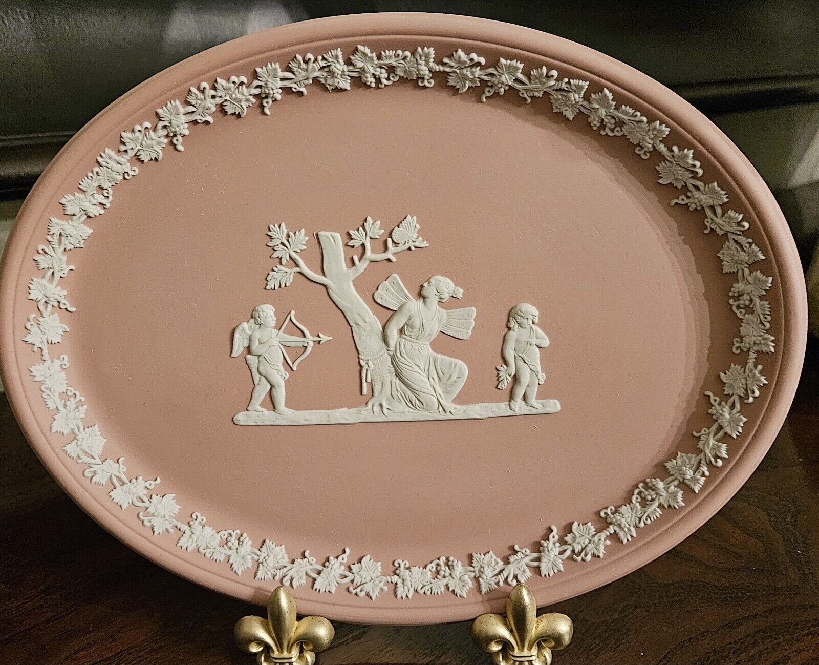 Wedgwood Pink Jasperware Platter, Pink Wedgwood English Oval Tray Classic Scene