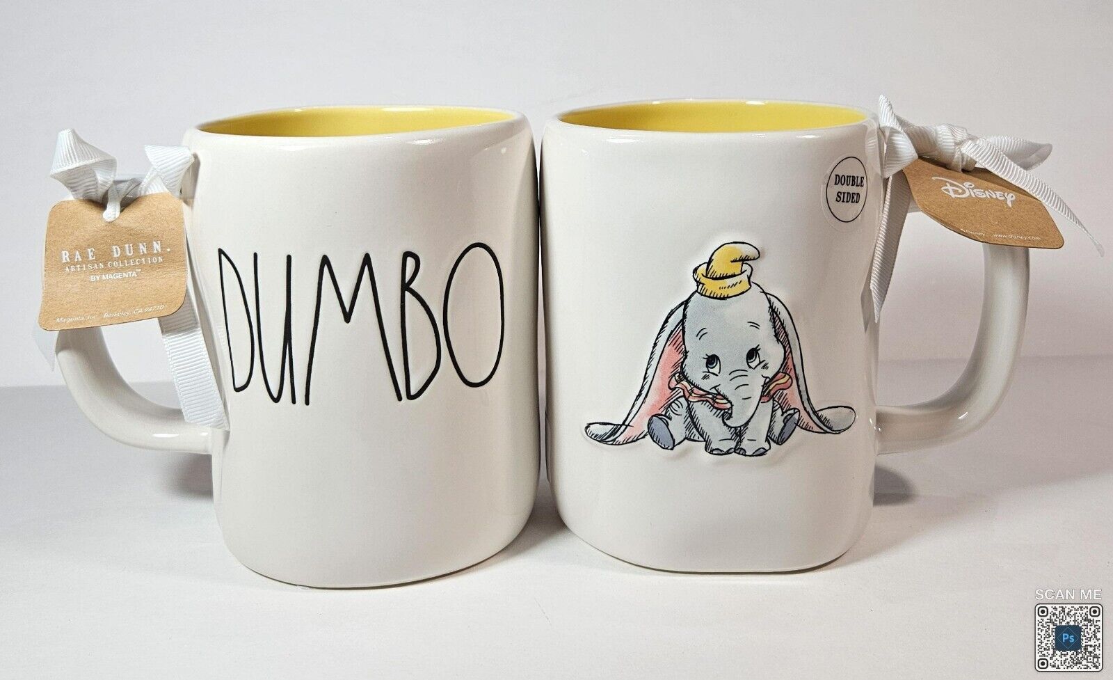 NEW RAE DUNN X DISNEY Dumbo Large  18 oz. Mug By Magenta Double Sided With Dumbo