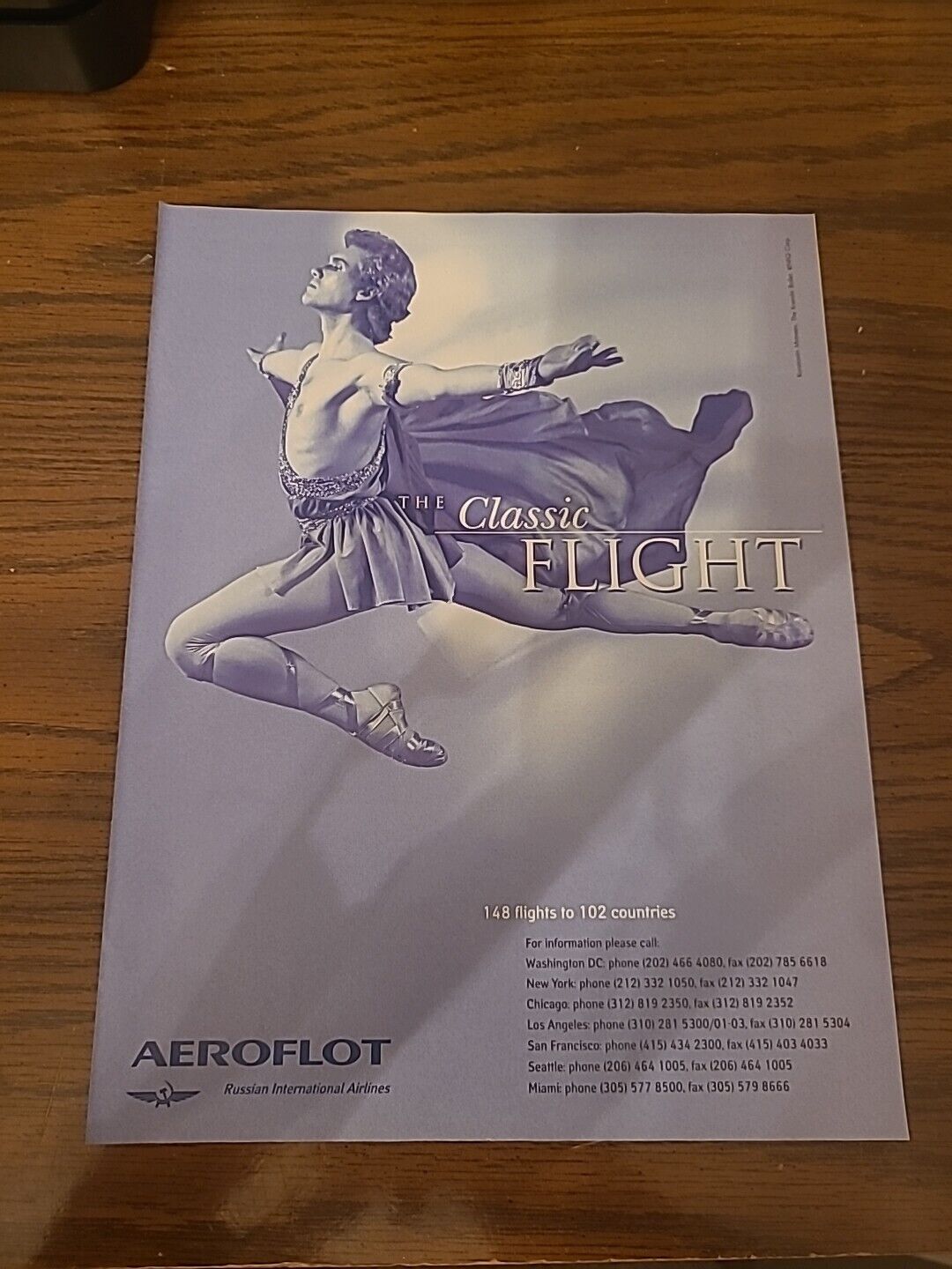 Aeroflot Print Ad 1996 8x11 Russian International Airlines The Classic Flight 
