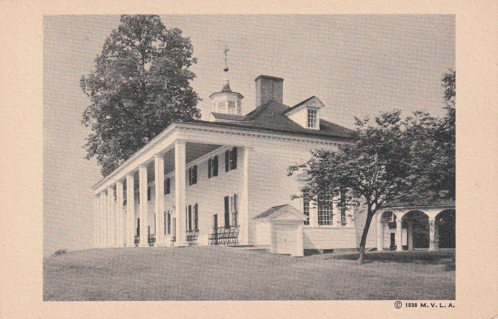 Vintage 1938 Mount Vernon George Washington Historic Mansion East Front PC T235
