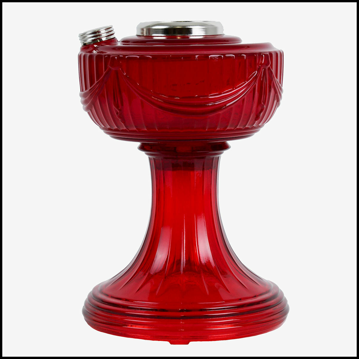 ALADDIN LAMP RUBY RED LINCOLN DRAPE FONT w NICKEL HARDWARE - NEW