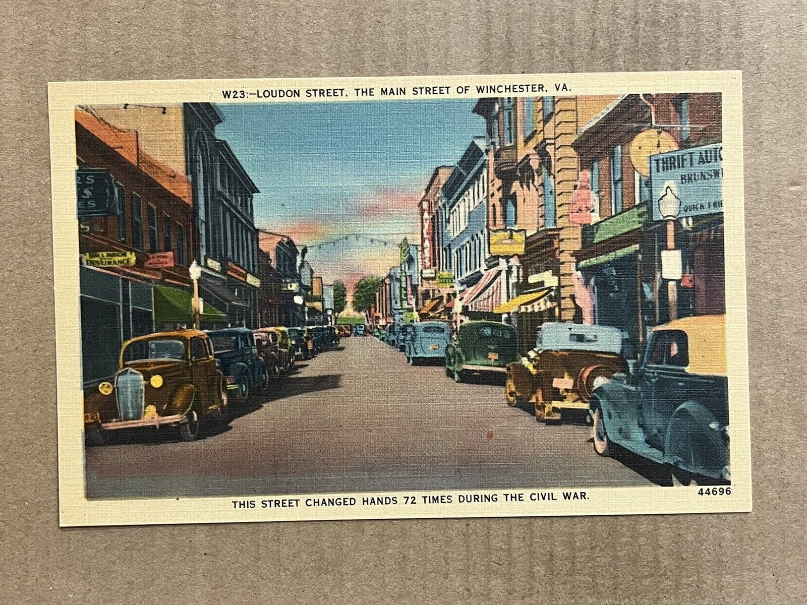 Postcard Winchester VA Virginia Loudon Street Main St Shopping Old Cars Vintage