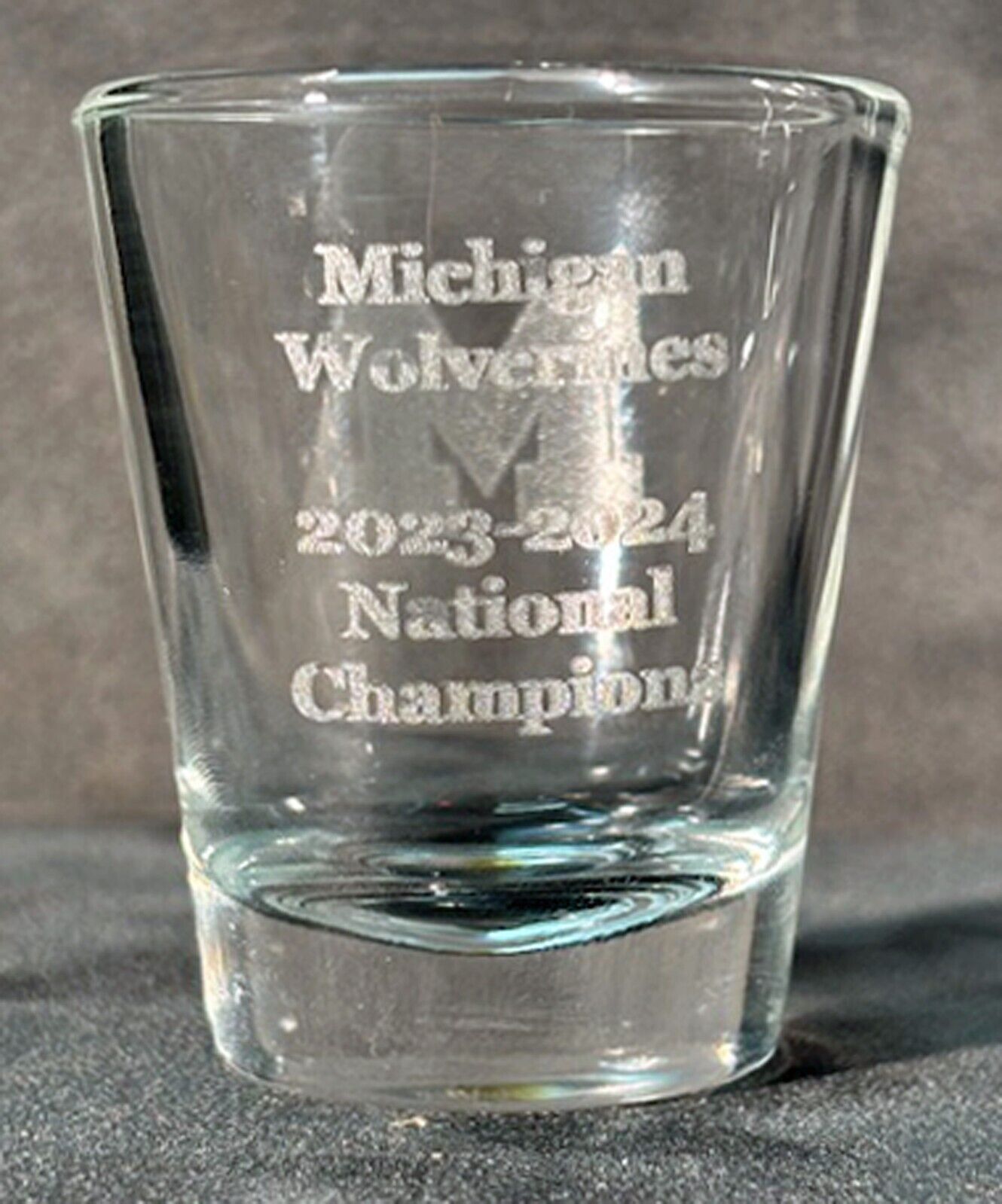 Michigan Wolverines 2023-24 National Champions Heavy Duty 2 oz glass shot glass