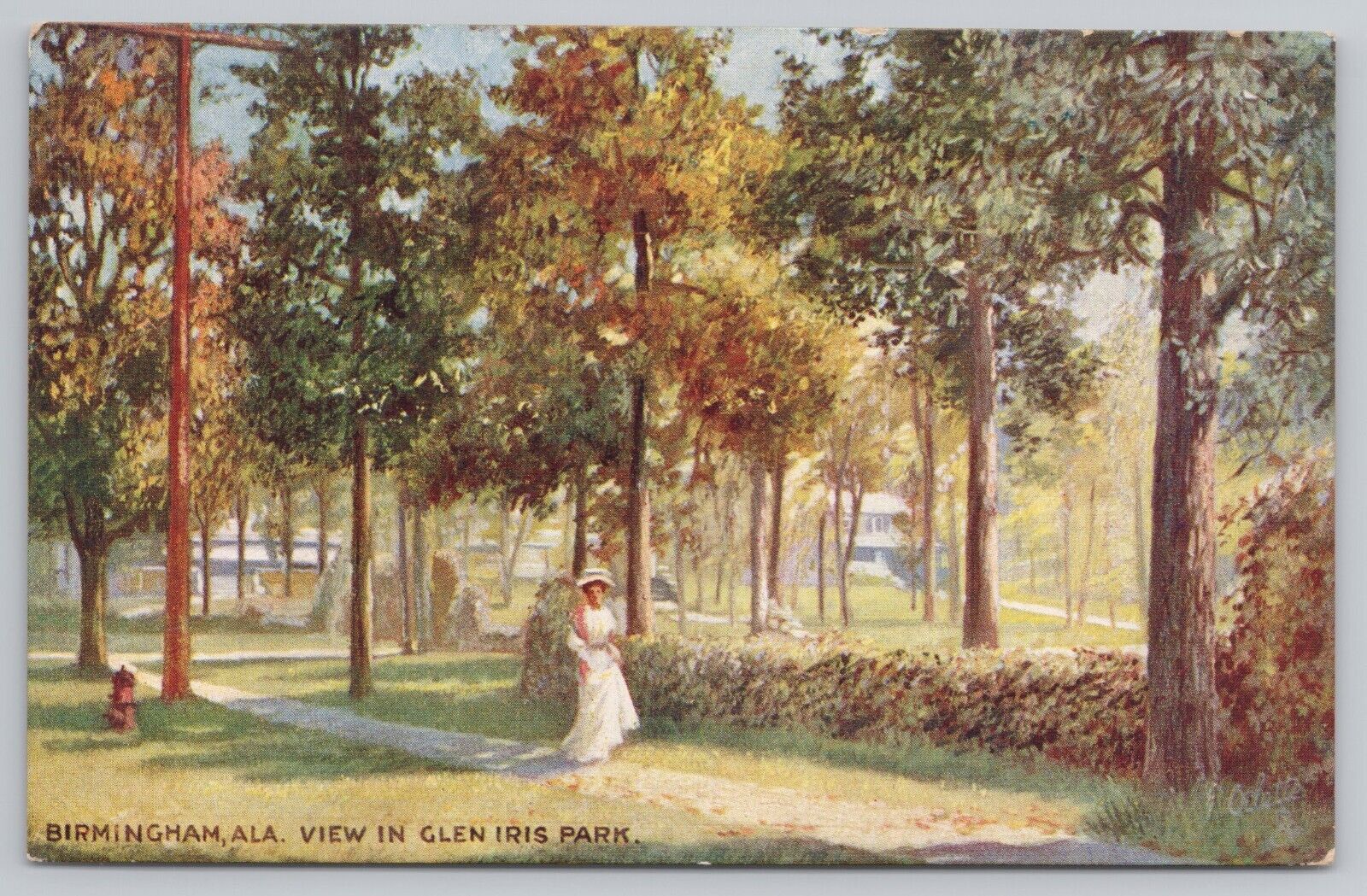 Birmingham Alabama AL Postcard, Glen Iris Park, 1910 Oilette Raphael Tuck & Sons