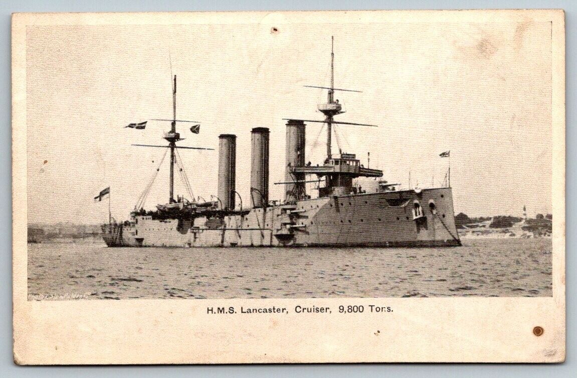 HMS Lancaster  Cruiser  England  UK   Postcard
