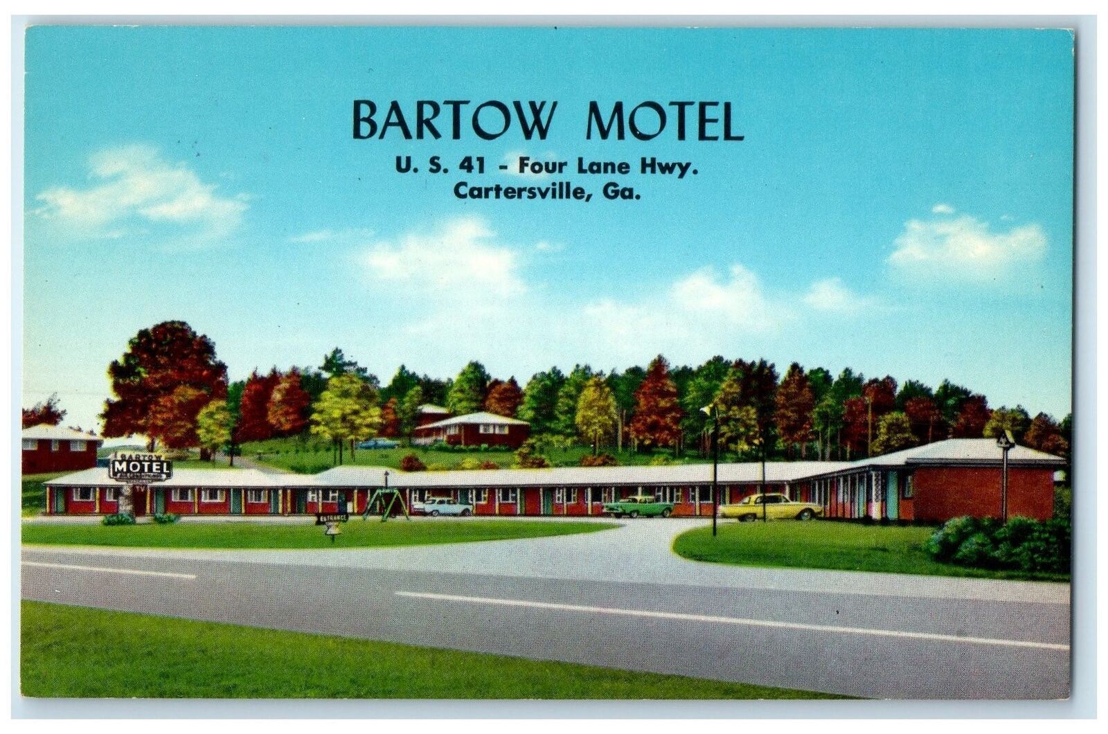 c1950\'s Bartow Motel & Restaurant Cottage Entrance Cartersville Georgia Postcard