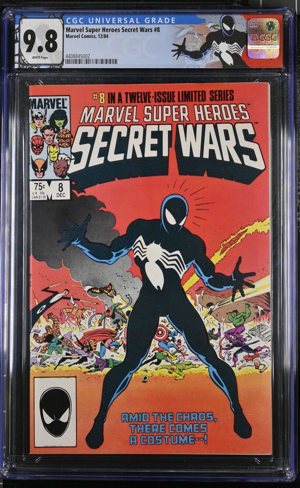Secret Wars #8 (Marvel 1984) CGC 9.8 WP (Origin of Black Suit) CUSTOM LABEL