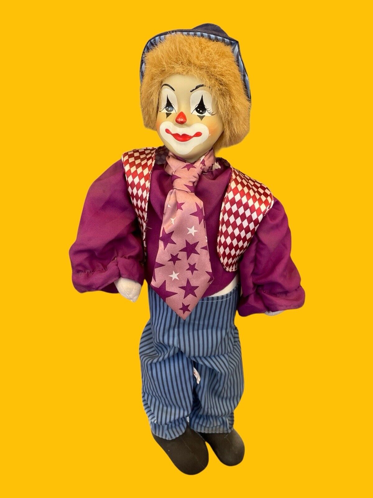 16” Porcelain Standing Doorstop Vintage Clown Doll