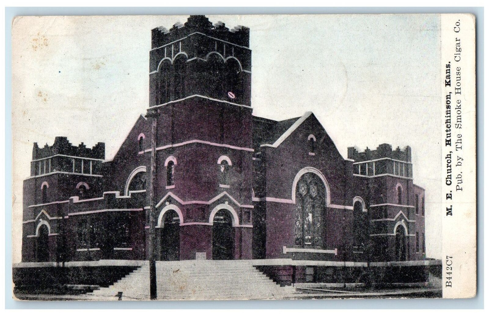1908 Methodist Episcopal Church Exterior Roadside Hutchinson Kansas KS Postcard