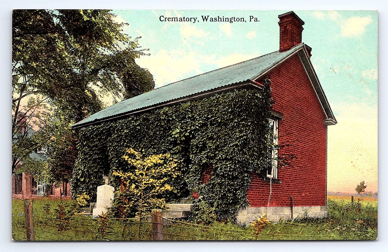 Postcard Crematory Washington Pennsylvania Lemoyne Tombstone