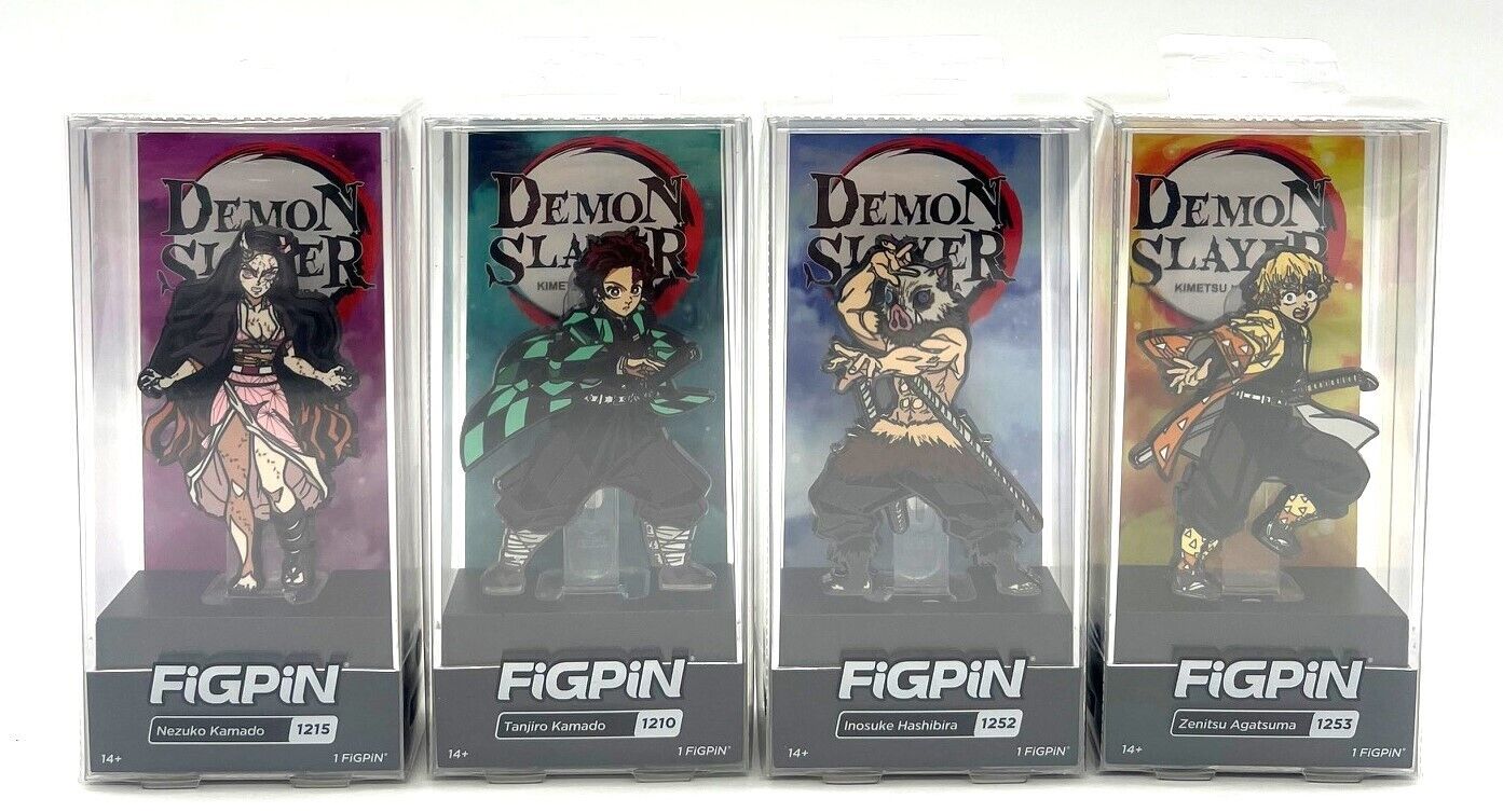 FiGPiN Demon Slayer Nezuko 1215 Tanjiro 1210 Zenitsu 1253 Inosuke 1252 Set of 4
