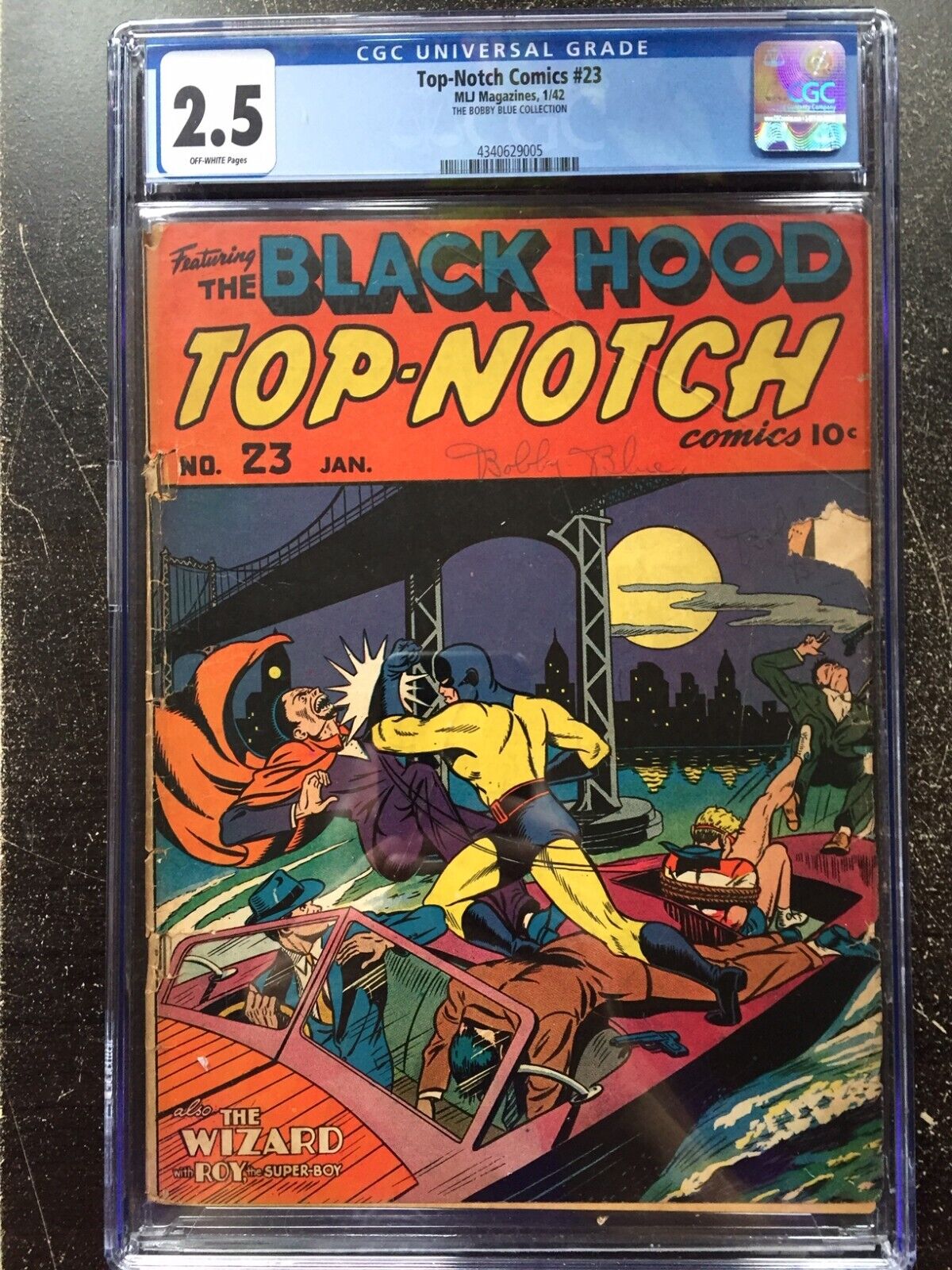TOP-NOTCH COMICS #23 CGC GD+ 2.5; OW; Black Hood cover rare