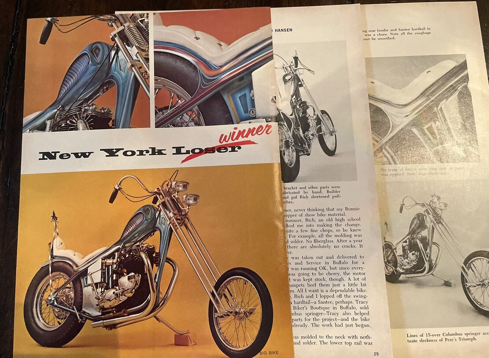 1969 Triumph Custom Chopper Vintage Motorcycle Article from 1972 Magazine