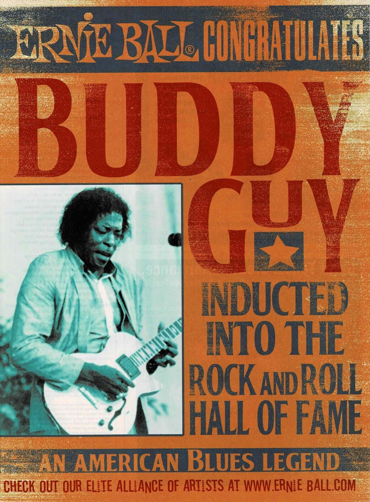 BUDDY GUY - American Blues Legend - Ernie Ball - 2005 Print Advertisement