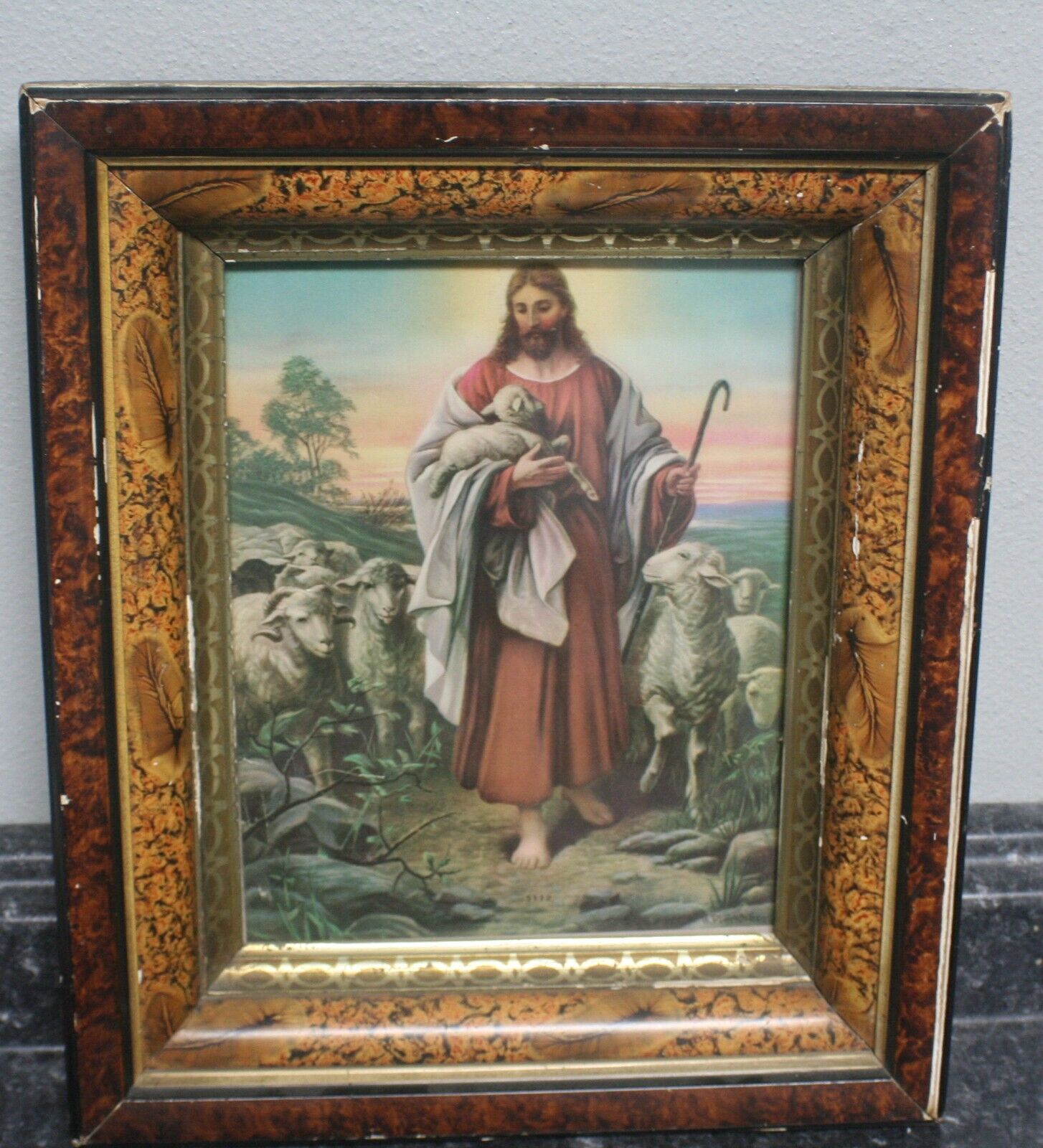Antique wooden picture of Jesus