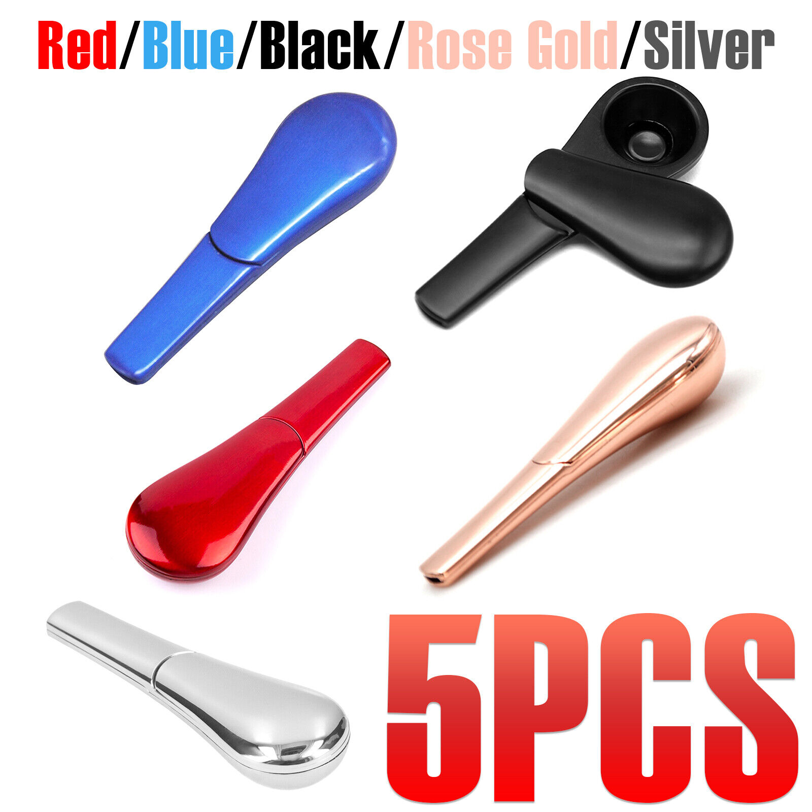 5PCS Portable Magnetic Metal Spoon Smoking Pipe with Gift Box - FAST SHIP CN