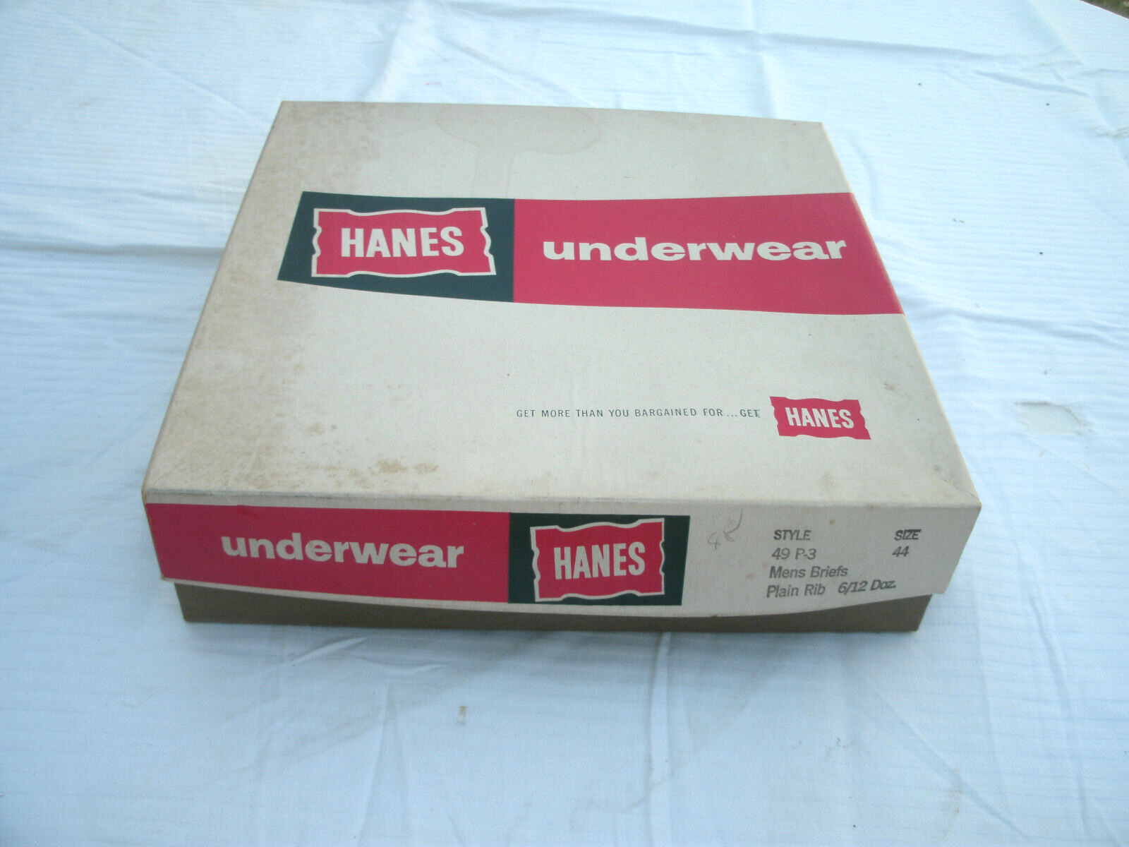 Vintage  HANES- Box Only---3 Pack Mens Classic Briefs --Stock Box--Orig--1960\'s