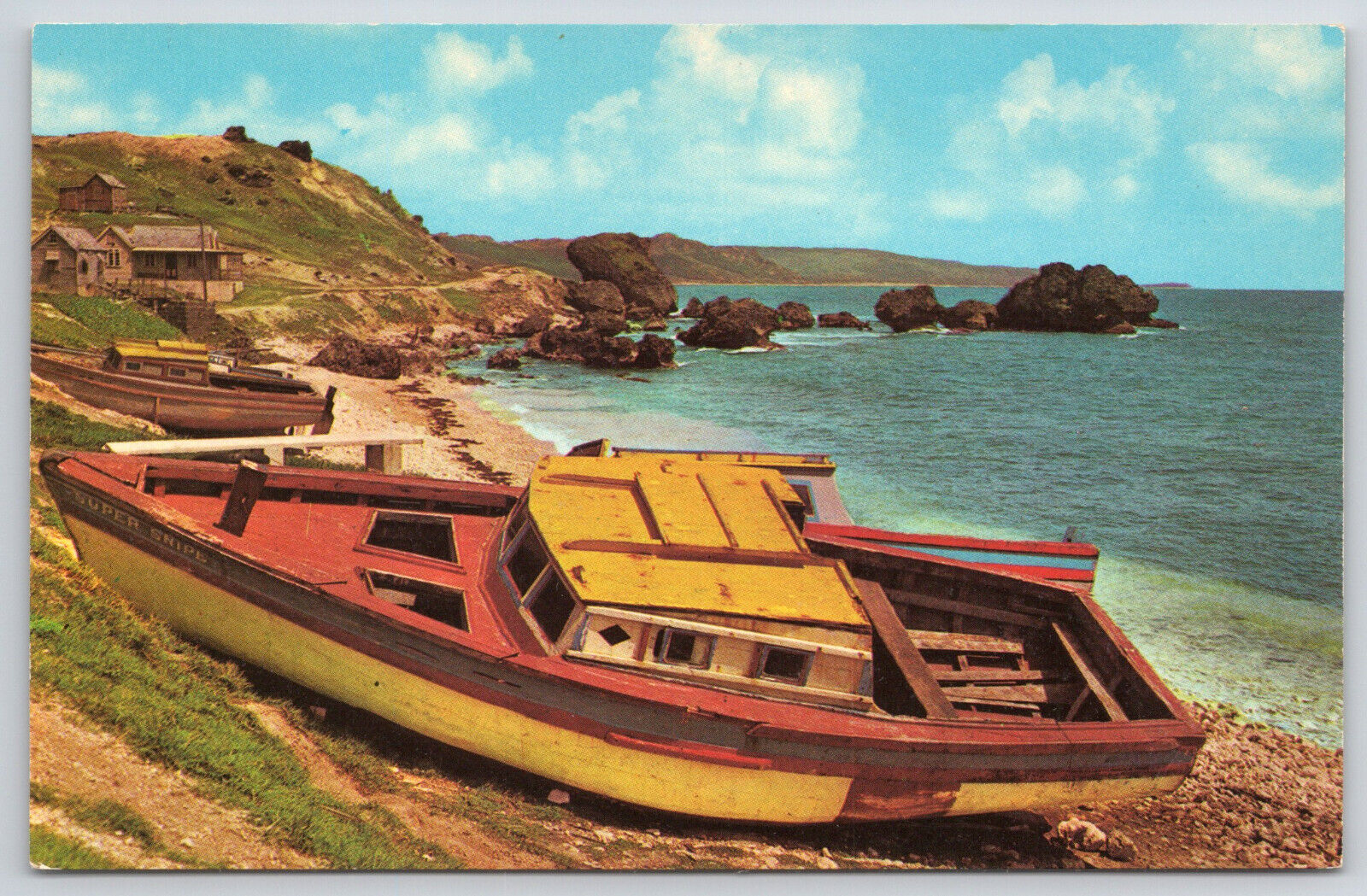 Barbados St Joseph Tent Bay Boat West Indies Ocean Sea Harbor Postcard