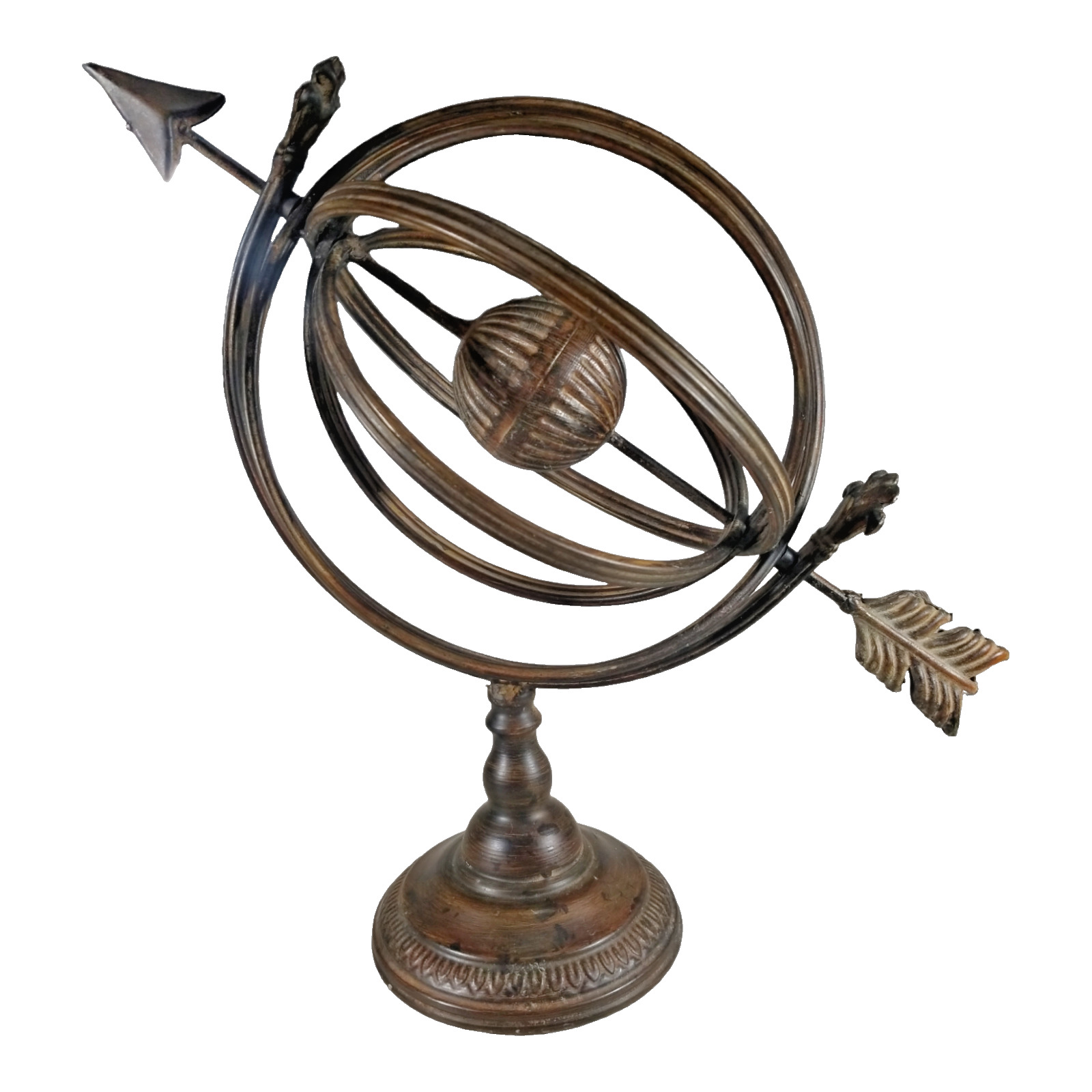 Decorative Metal Armillary Rotating Globe on Stand
