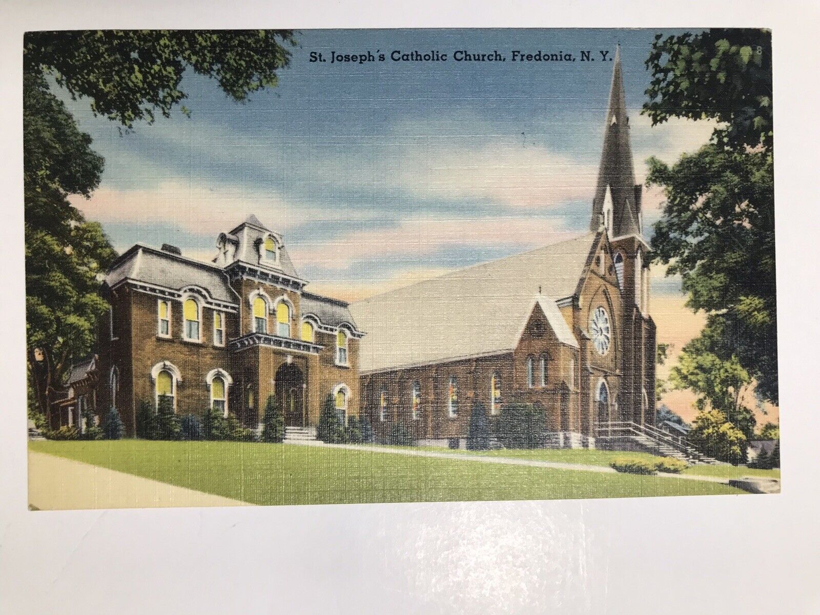 Vintage 1940 St Joseph’s Catholic Church Fredonia New York Postcard
