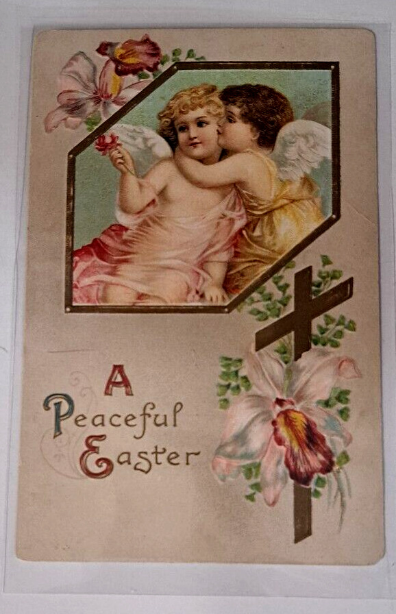 Postcard C. 1900 Easter Greeting A PEACEFUL EASTER Split Back Writing Germany