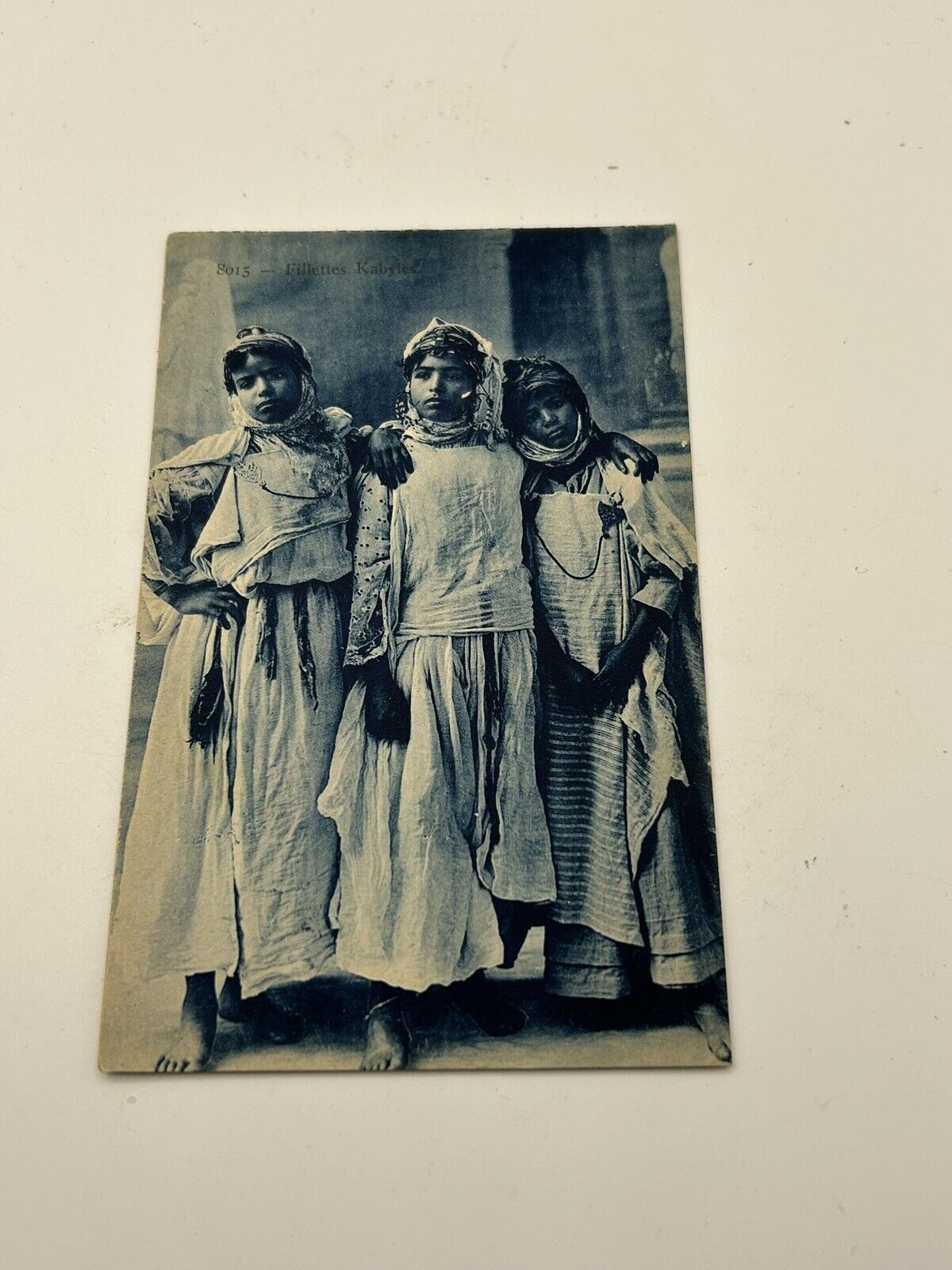 Vintage RPPC Postcard Algeria Africa Three Fillettes Kabyles Girls Native Dress