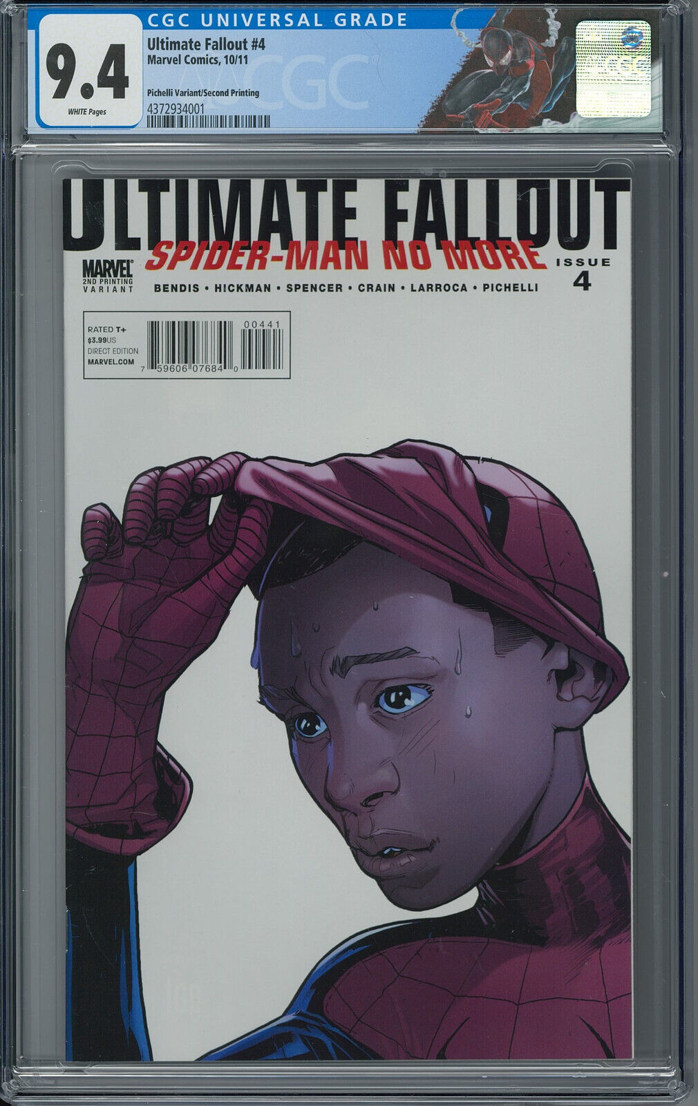 Spider-Man Ultimate Fallout #4 2nd Print 2011 CGC 9.4 First Miles Morales Comic