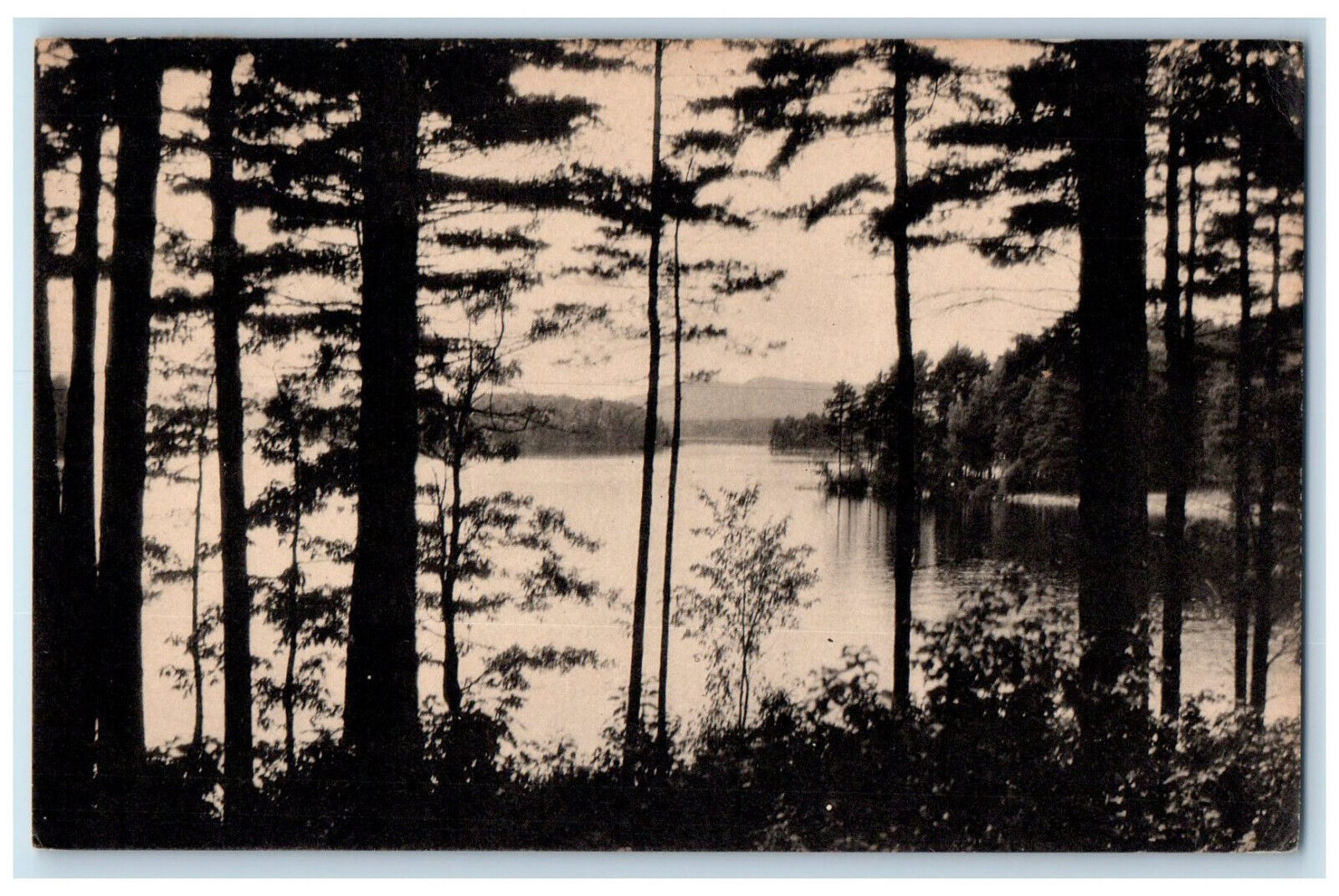 1938 View Across The Islands Migis Lodge South Casco Maine ME Postcard