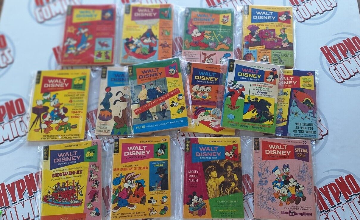 Walt Disney Digest Lot #17,21,29,31,32,35,37,39,41,44,45,48,51,52 1969 Gold Key