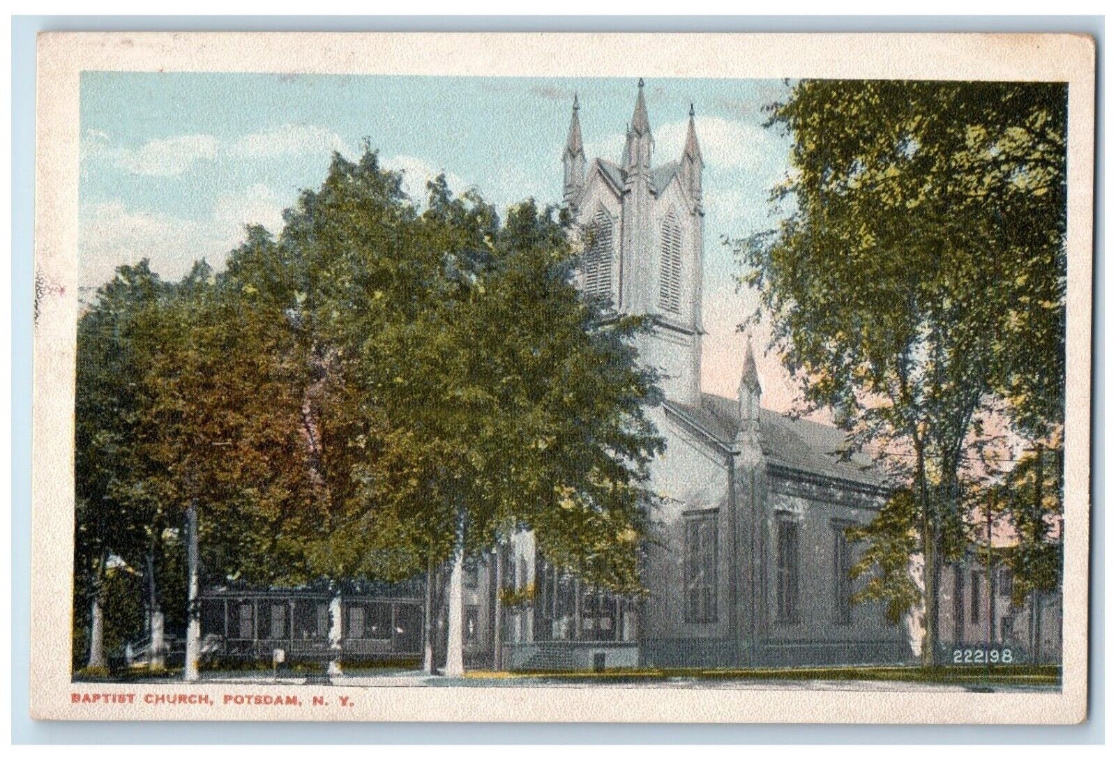 c1910's Baptist Church And Trees Potsdam New York NY Unposted Antique Postcard