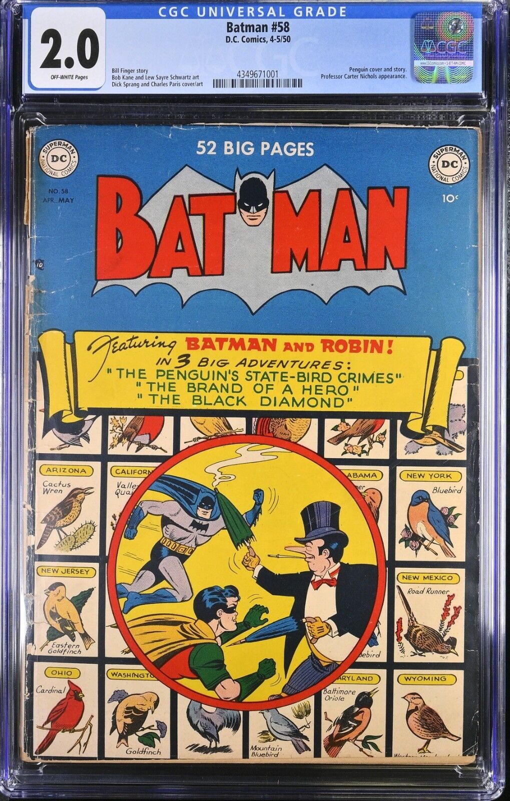 Batman #58 (Apr 1950-May 1950, D.C. Comics) CGC 2.0 GD | 4349671001