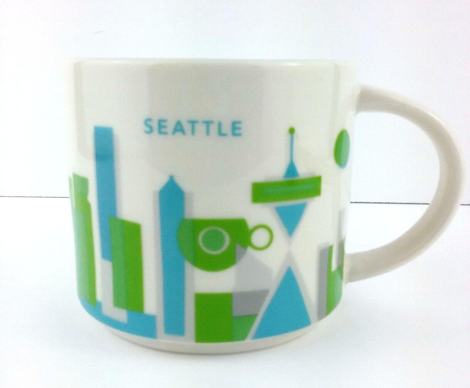 You Are Here Seattle Starbucks Mug  Blue Inside Downtown Space Needle Scene