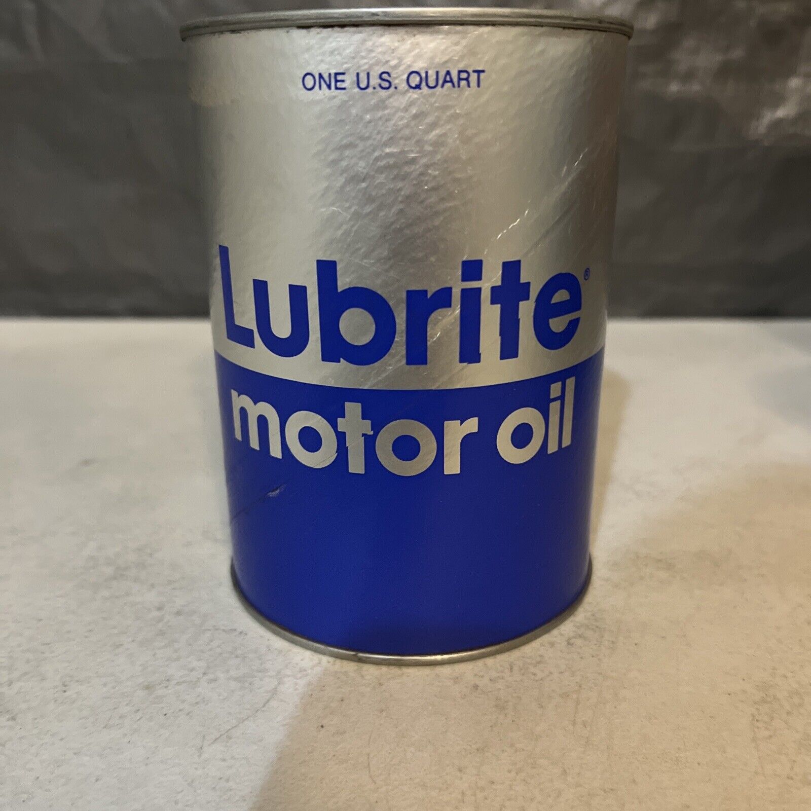 Vintage Lubrite Motor Oil Full Can.