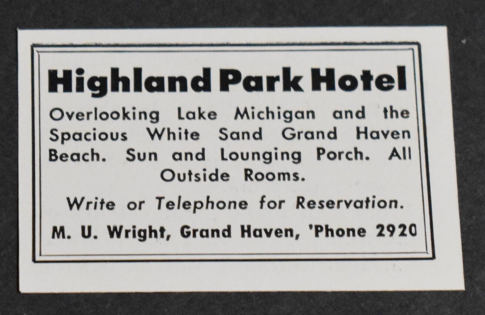 1951 Print Ad Michigan Grand Haven Highland Park Hotel Lake Sand Beach Lounging