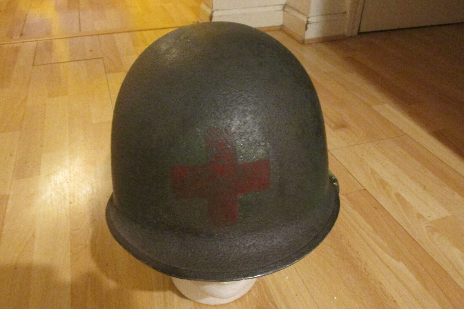 WW2 US m1 Medic helmet front seam swivel bail, firestone liner