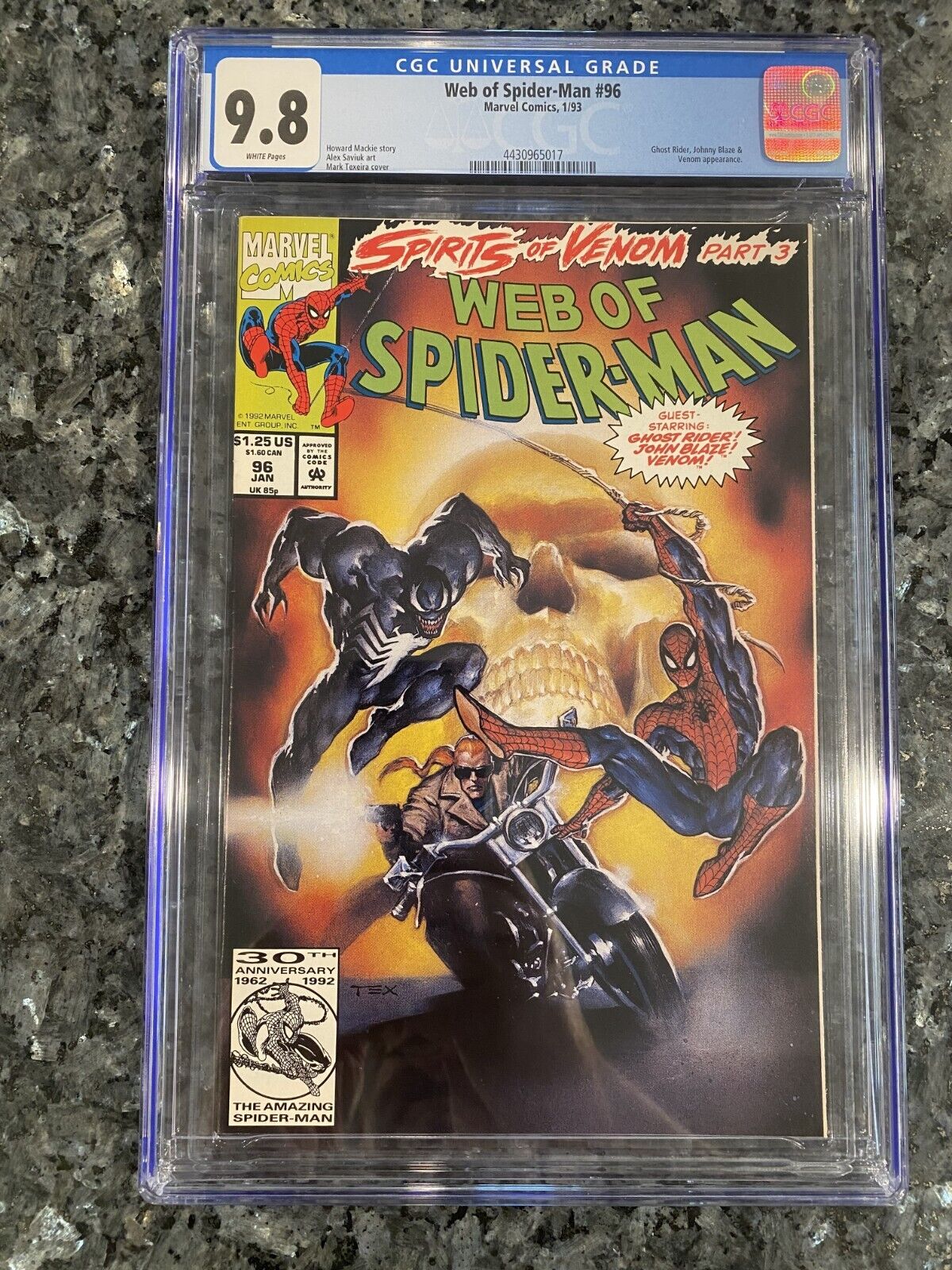 Web of Spider-Man #96-CGC Grade 9.8; Ghost Rider, Johnny Blaze, and Venom Appear