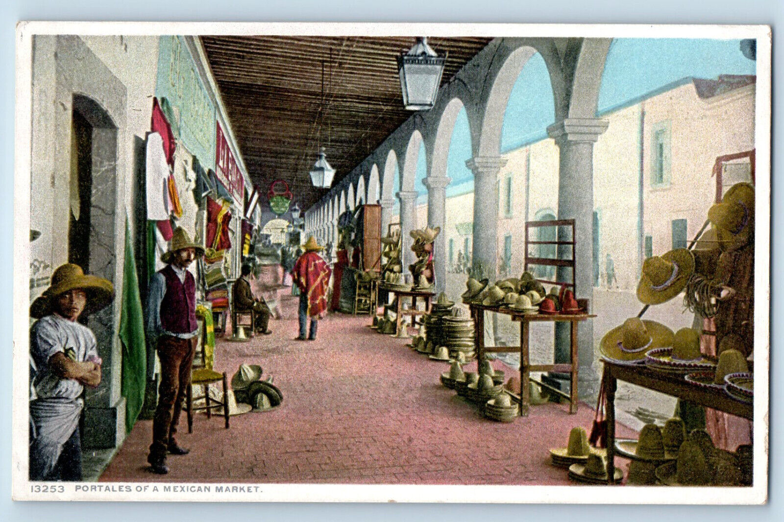 Tijuana BC Mexico Postcard Portales of a Mexican Market c1930\'s Phostint