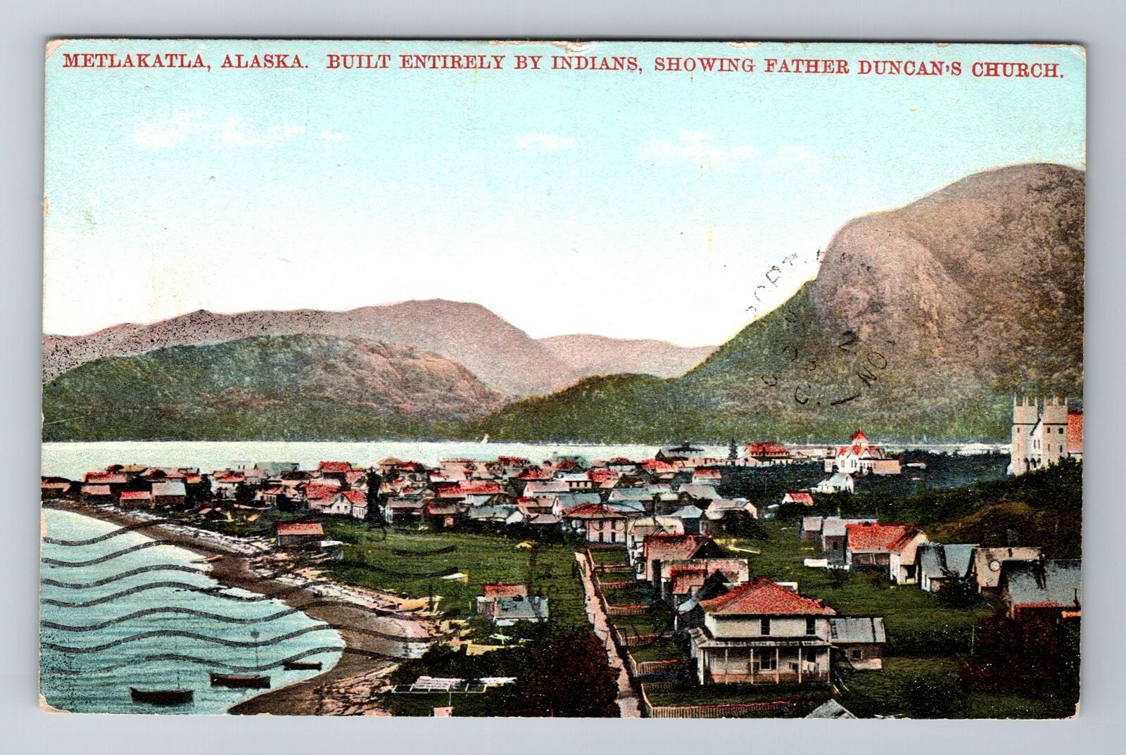Metlakatla AK-Alaska, Aerial Of Town Area, Antique, Vintage c1908 Postcard