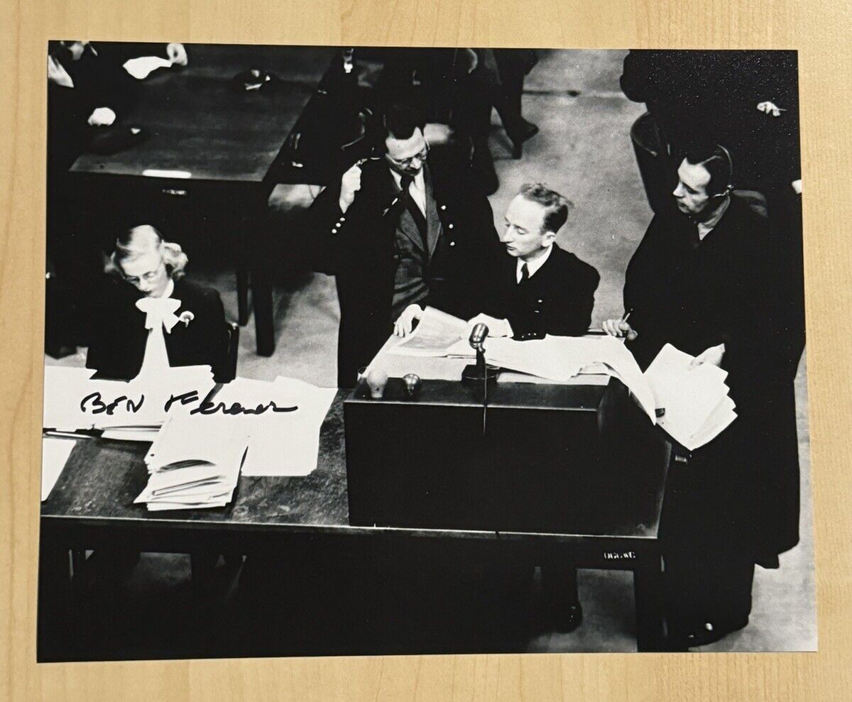 BEN FERENCZ HAND SIGNED 8x10 PHOTO AUTOGRAPHED LAWYER NUREMBERG TRIALS WWII COA