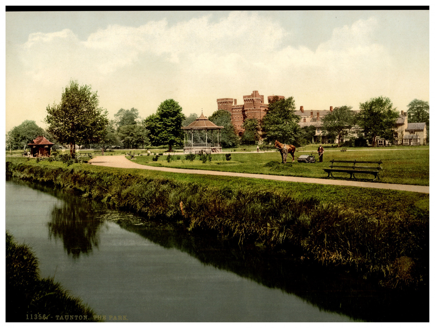 England. Taunton. The Park. Vintage photochrome by P.Z, photochrome Zurich ph