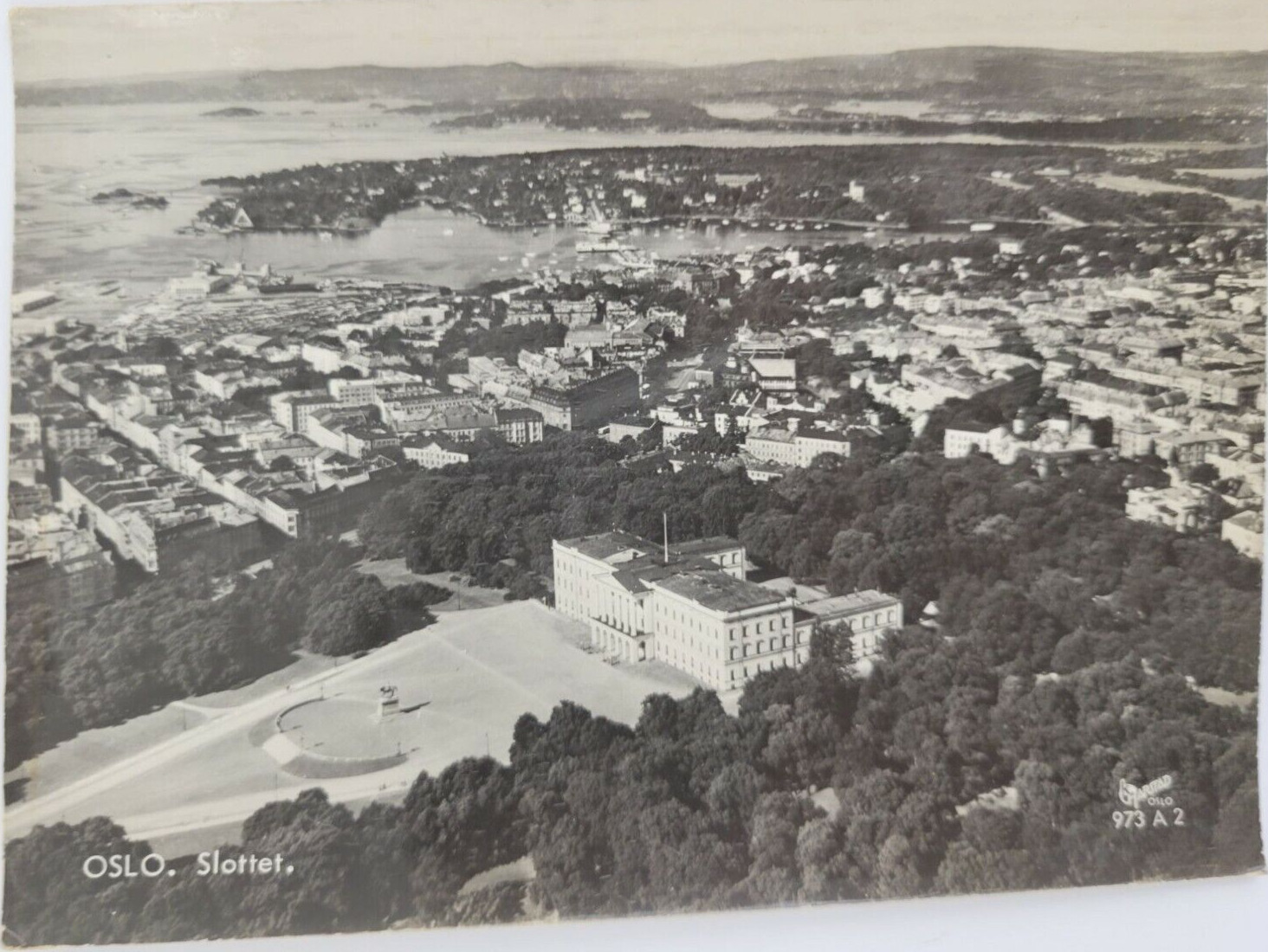 Royal Palace Oslo Norway RPPC Aerial View Postcard 4X6 Unposted Europe