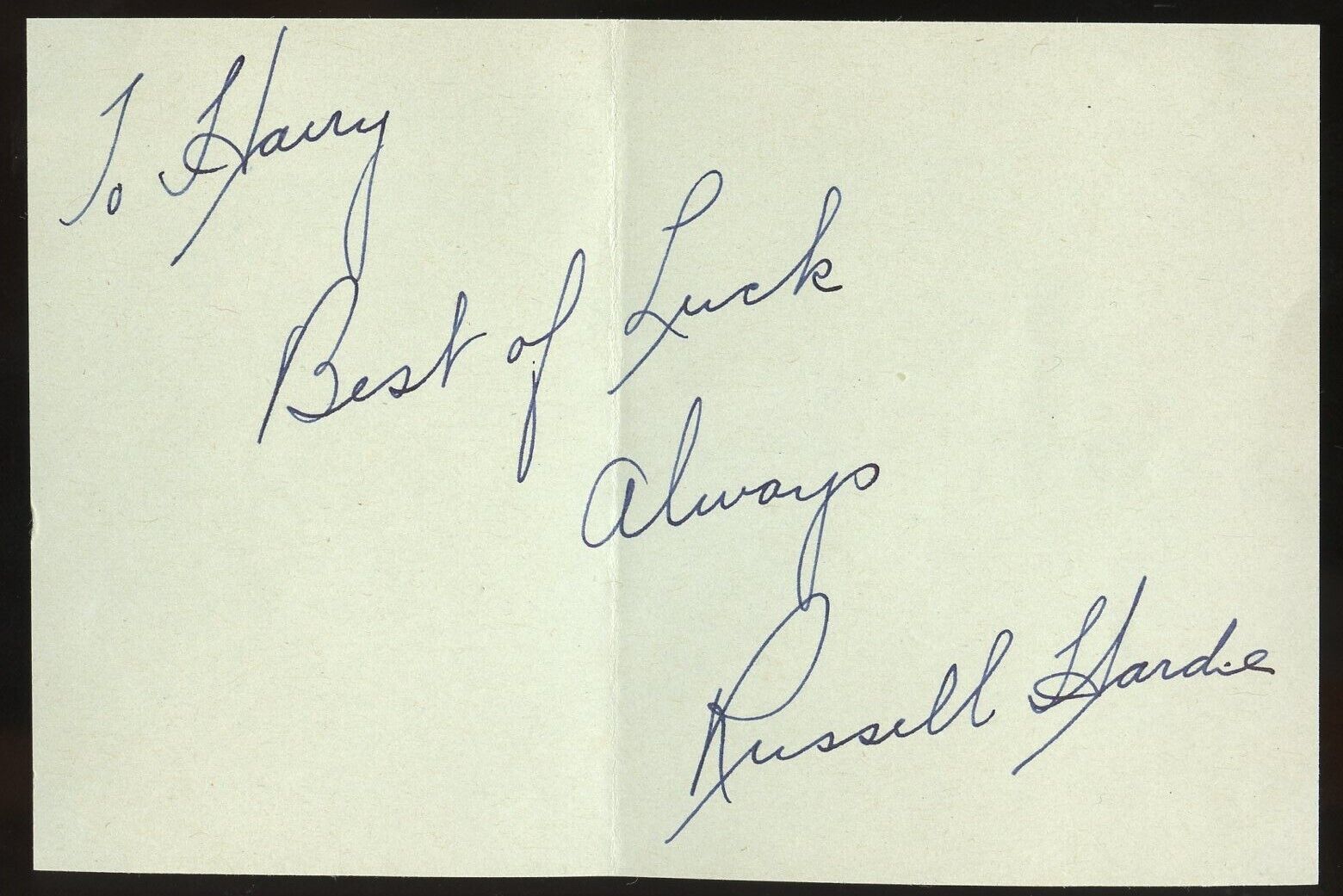 Russell Hardie d1973 signed autograph auto 3x5 Cut American Film Actor 