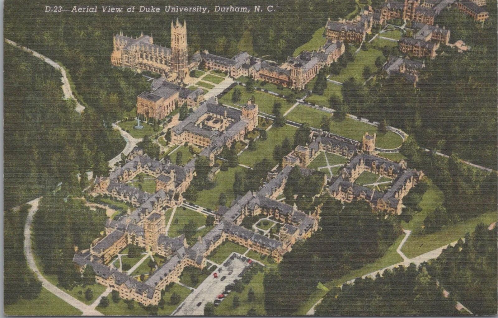 Postcard Aerial View Duke University Durham NC 